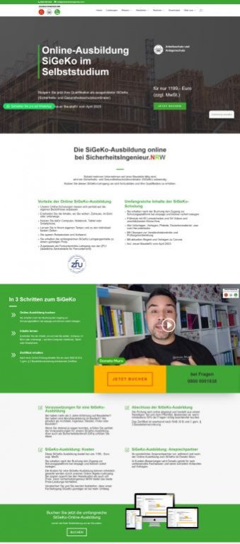 Das Angebot der SiGeKo-Ausbildung online von Sicherheitsingenieur.NRW